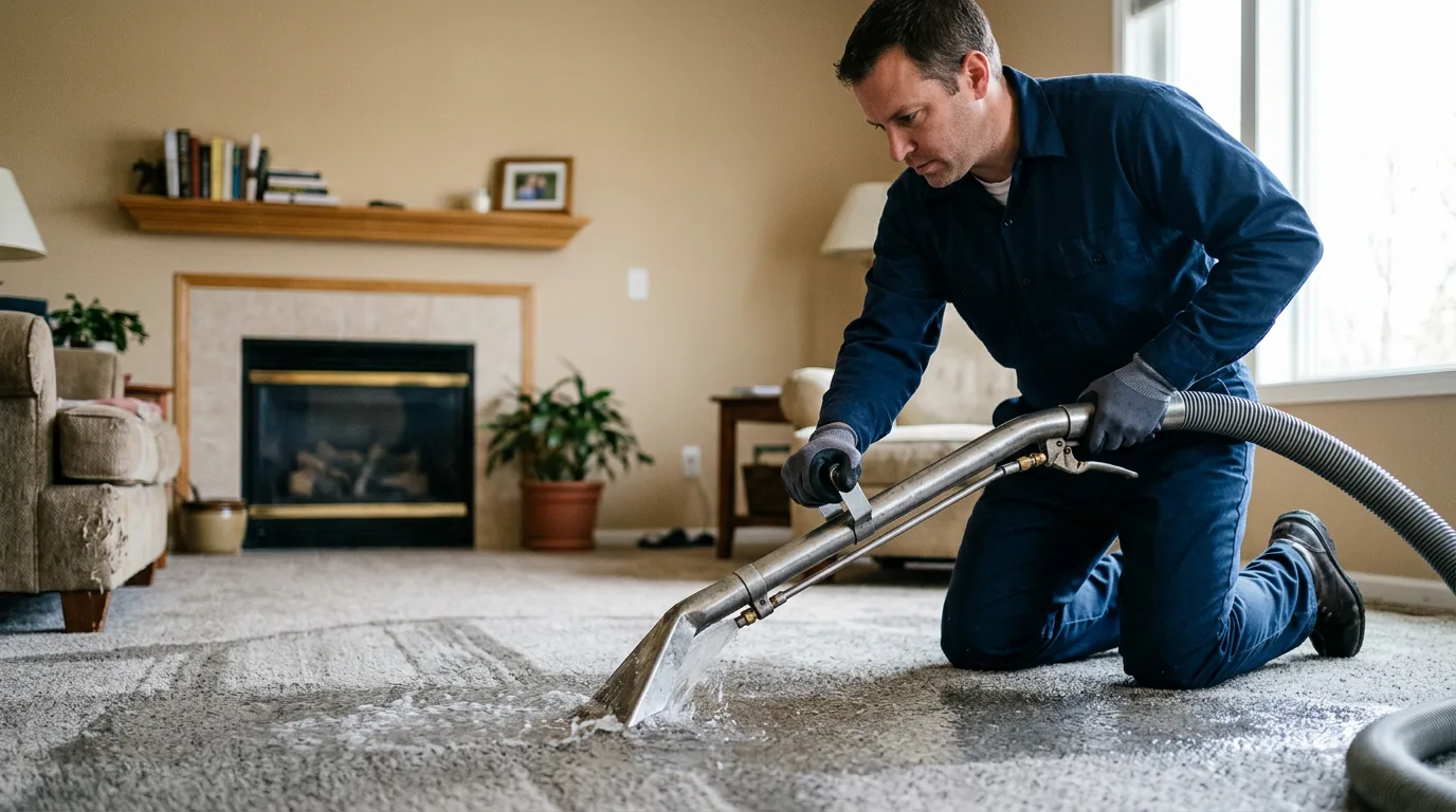 Water damage restoration technician working near Lucasville, OH